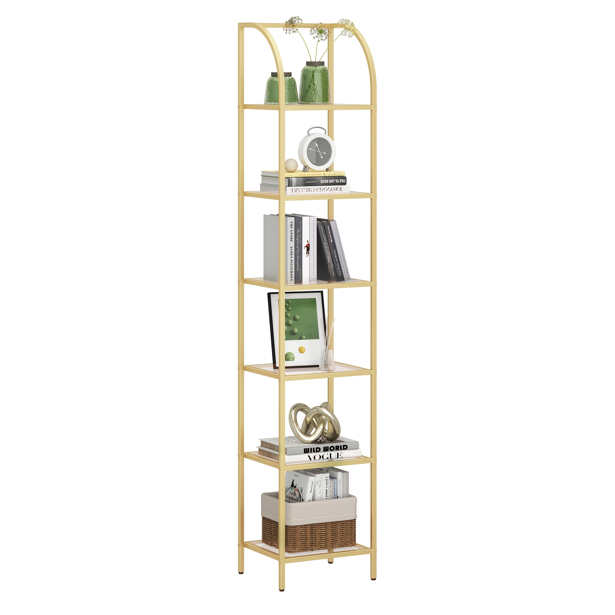 Home & Bathroom Building Products Pte Ltd Photos - Bookcase Bookshelf, Tempered Glass Arched Bookshelf