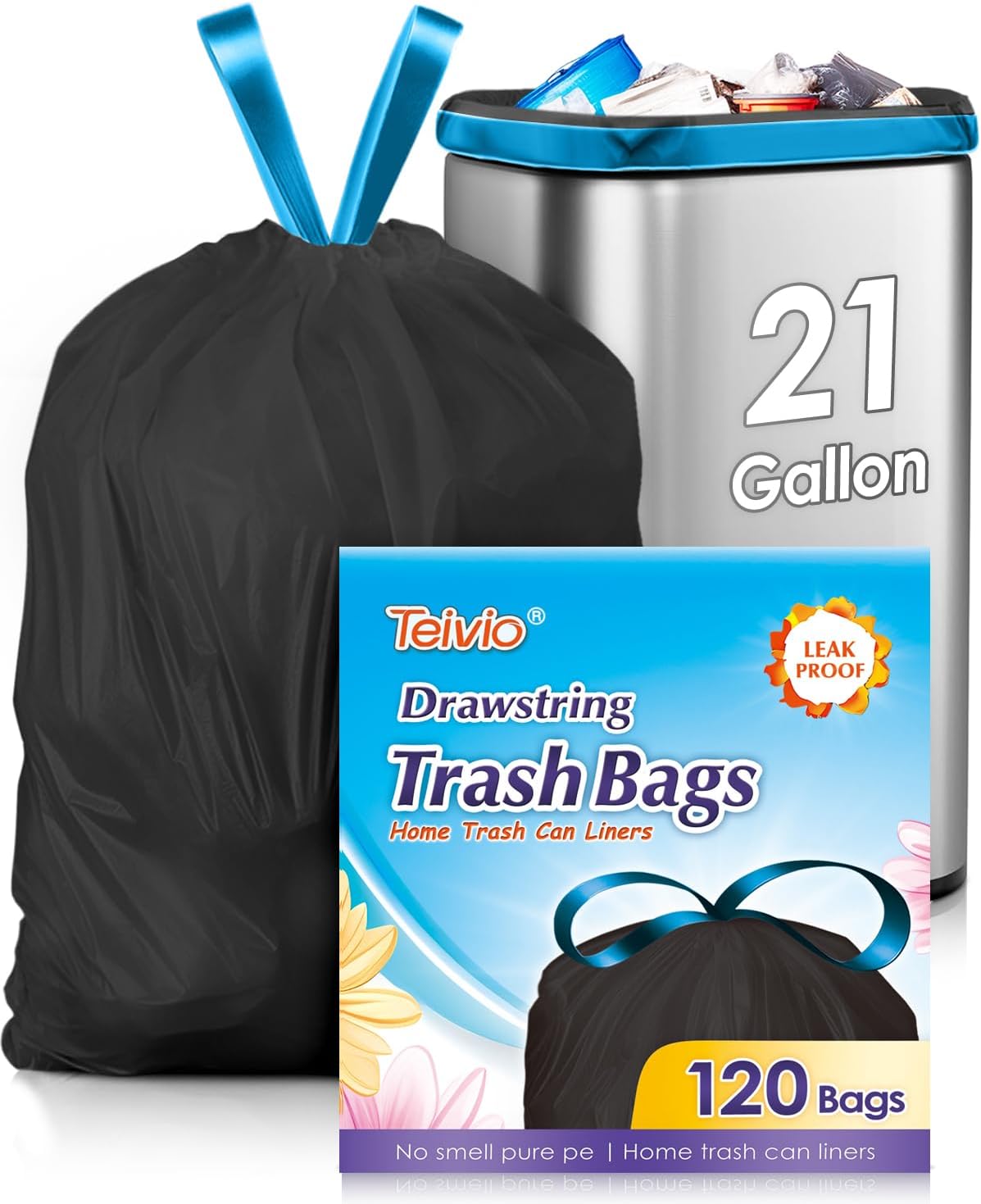 Home Bathroom Trash Can - 21 Gallon 120 Counts Strong Drawstring