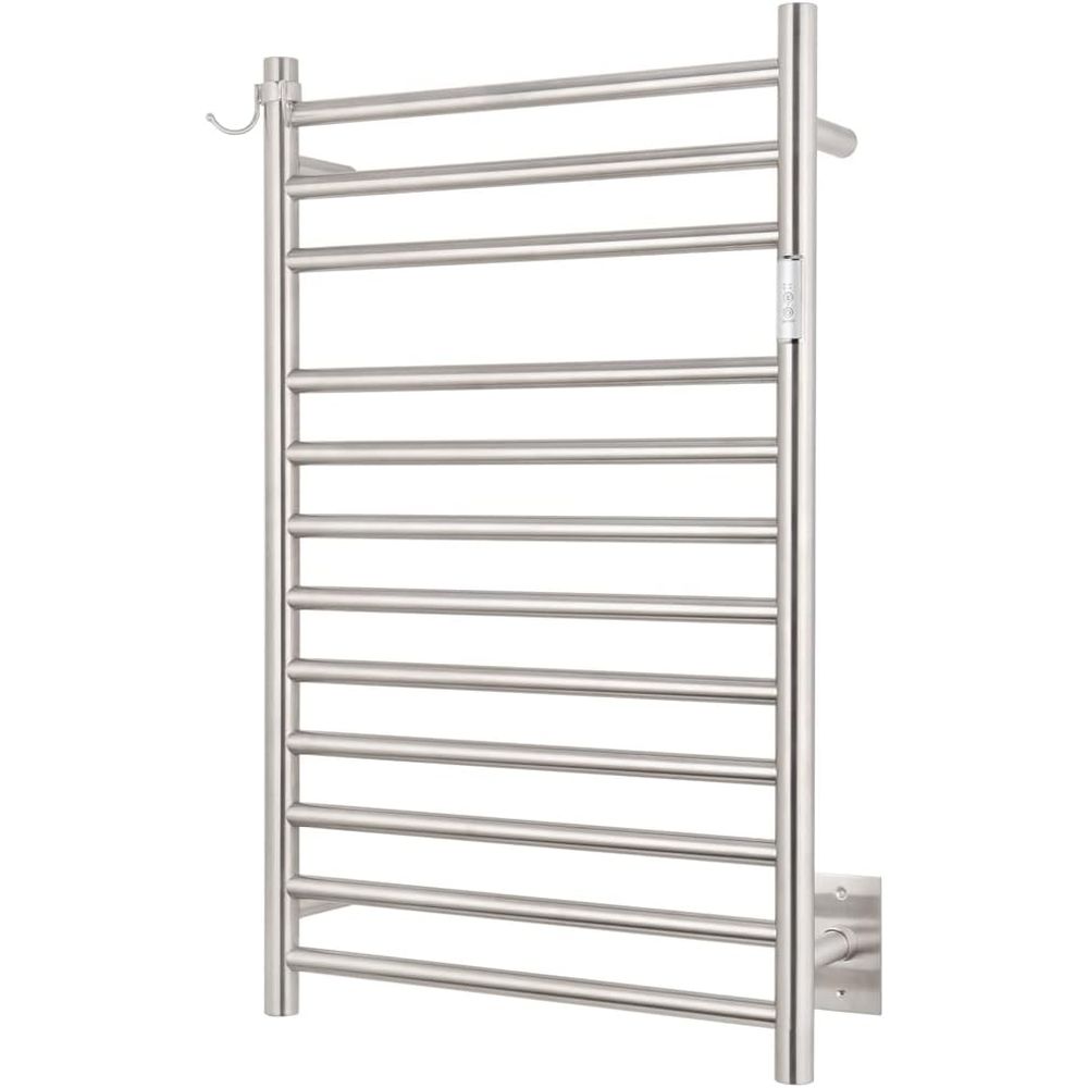 Towel Bar Stainless - 12-Bar Wall-Mounted Towel Warmer with Plug-In/Hardwired,