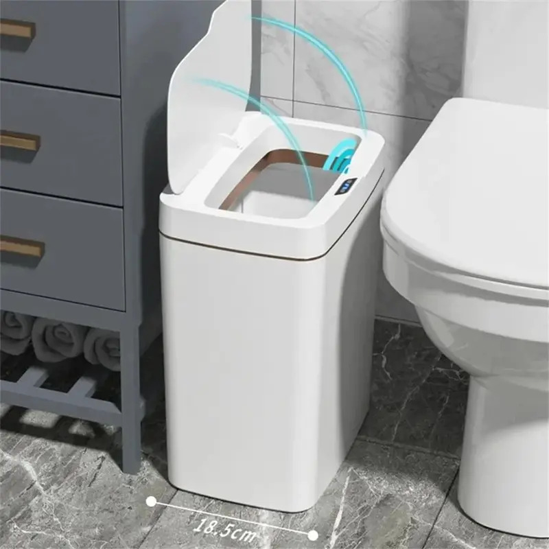 Home Bathroom Trash Can - 15L Smart Bathroom Trash Can Automatic