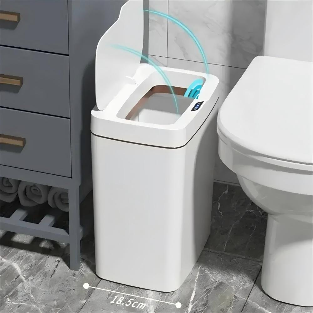 Home Bathroom Trash Can - White Touchless 15L Smart Sensor Trash
