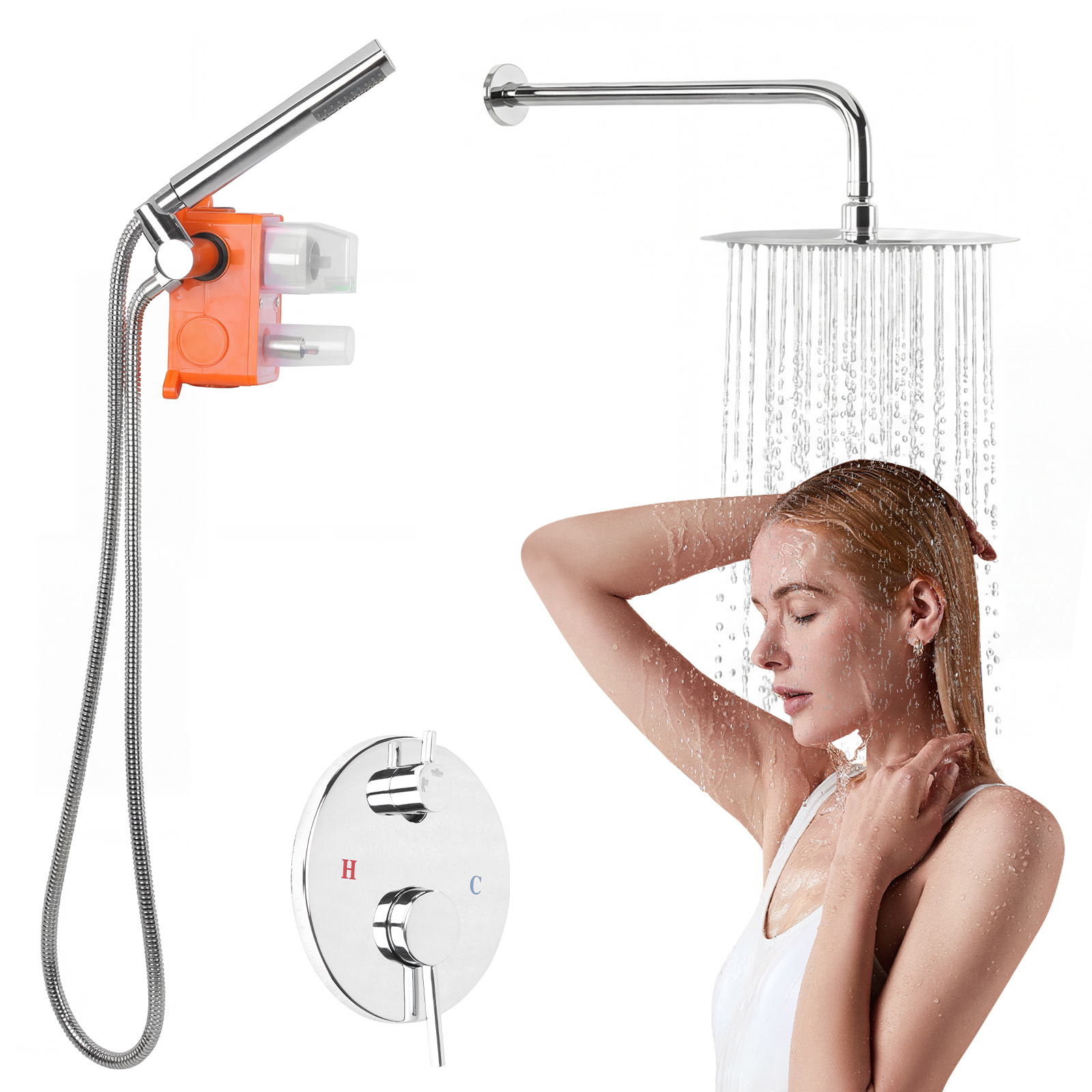 Home And Bathroom - Ceiling Rainfall Shower Head System with