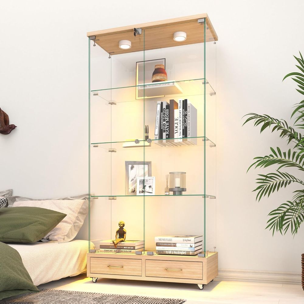 Home & Bathroom Building Products Pte Ltd Photos - 4-Tier Glass Cabinet with LED Lights,