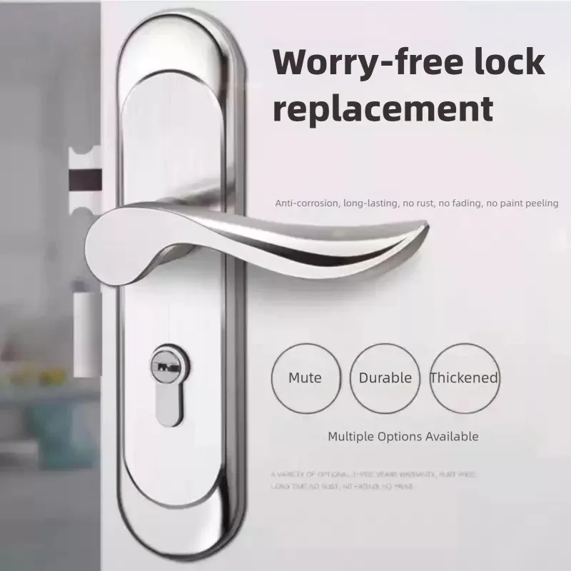 Home Bathroom Lock - Press Type Silent Stainless Steel Interior
