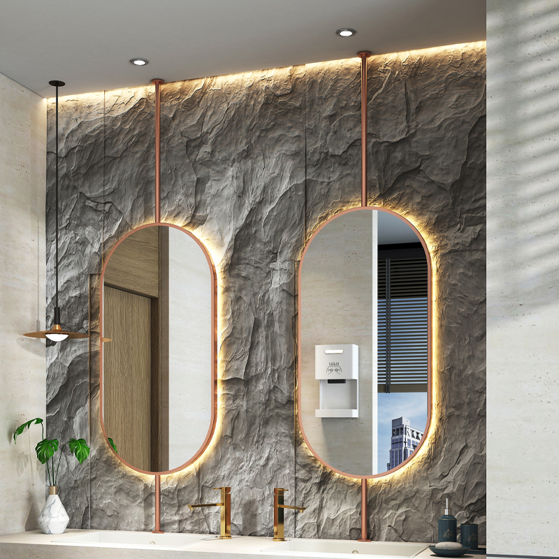 Bathroom Mirror Led - Size60x90cm Ceiling Oval Hanging Mirror Modern