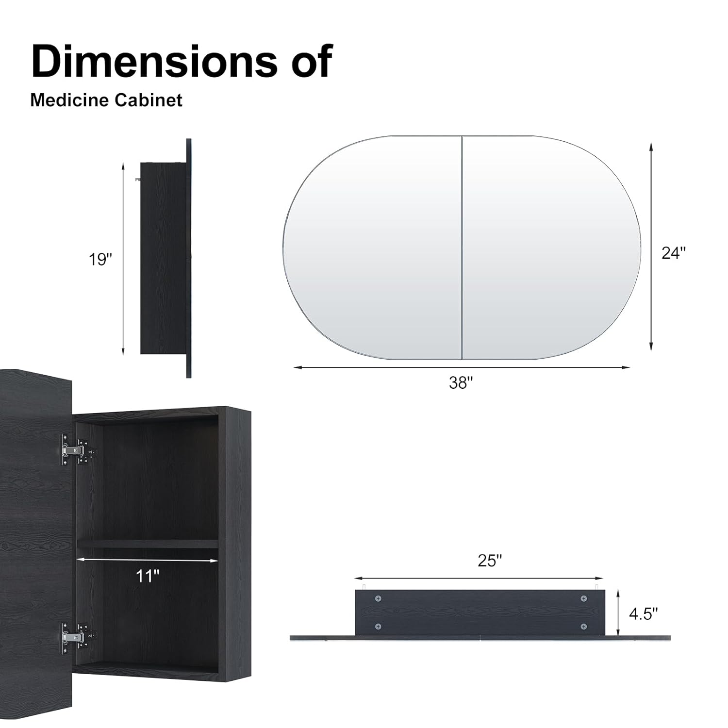 Oval Medicine Cabinet with Mir - Home Bathroom Cabinets recensie en prijs