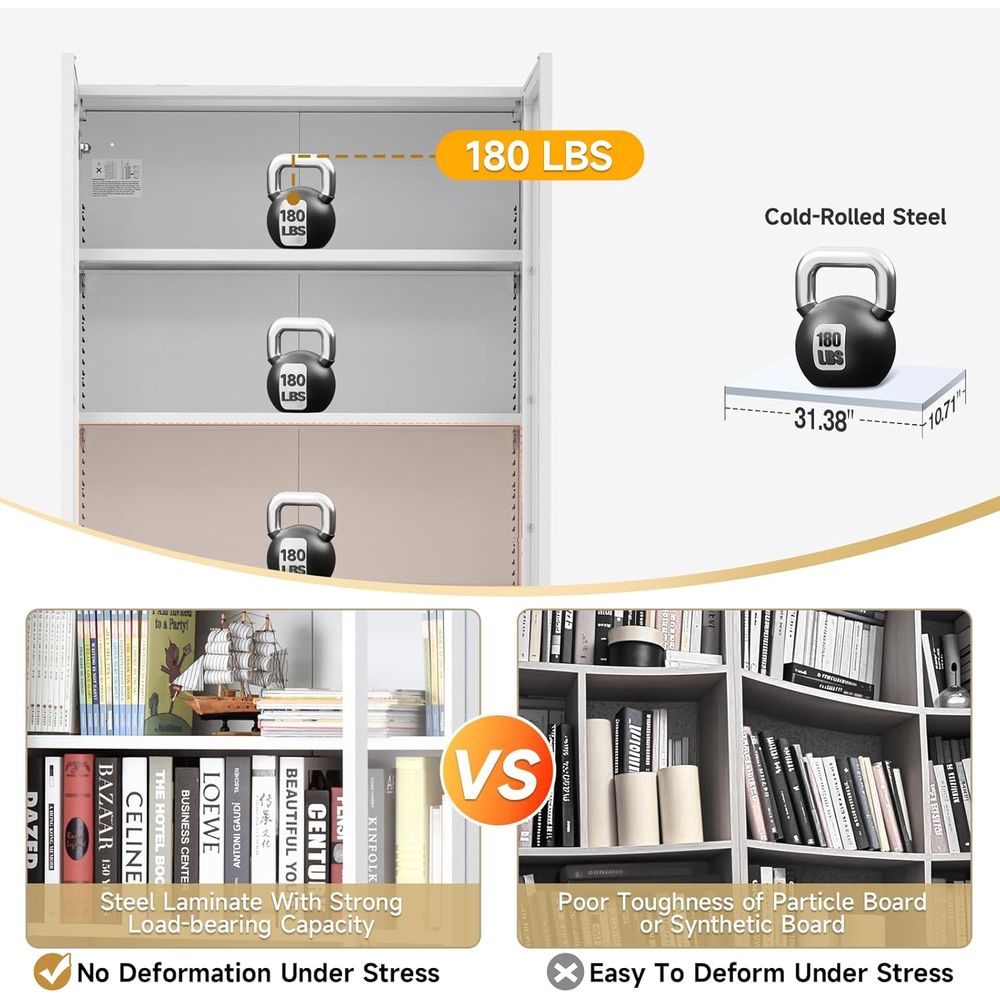 70.87 Tall Metal Bookshelf, 5- - Home & Bathroom Building Products Pte Ltd Photos recensie en prijs
