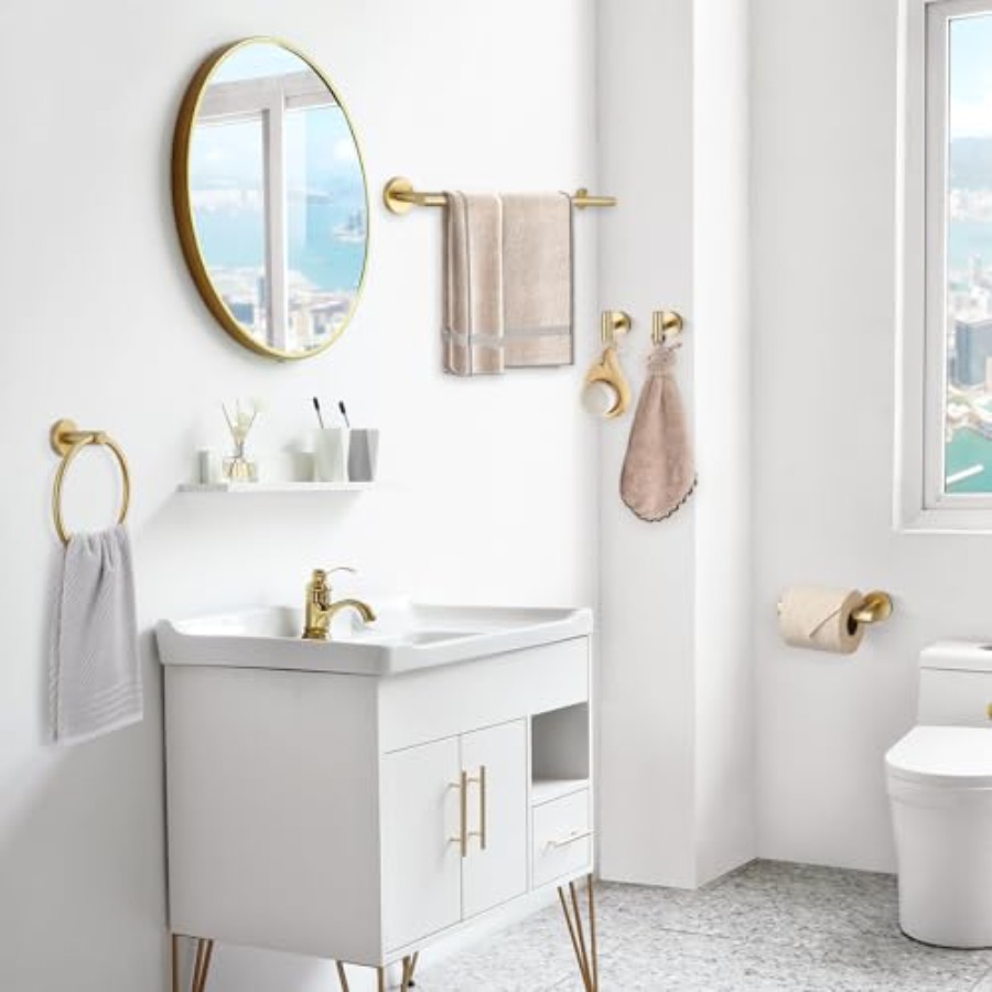 5 Pcs Bathroom Accessories Set - Towel Bar Stainless recensie en prijs