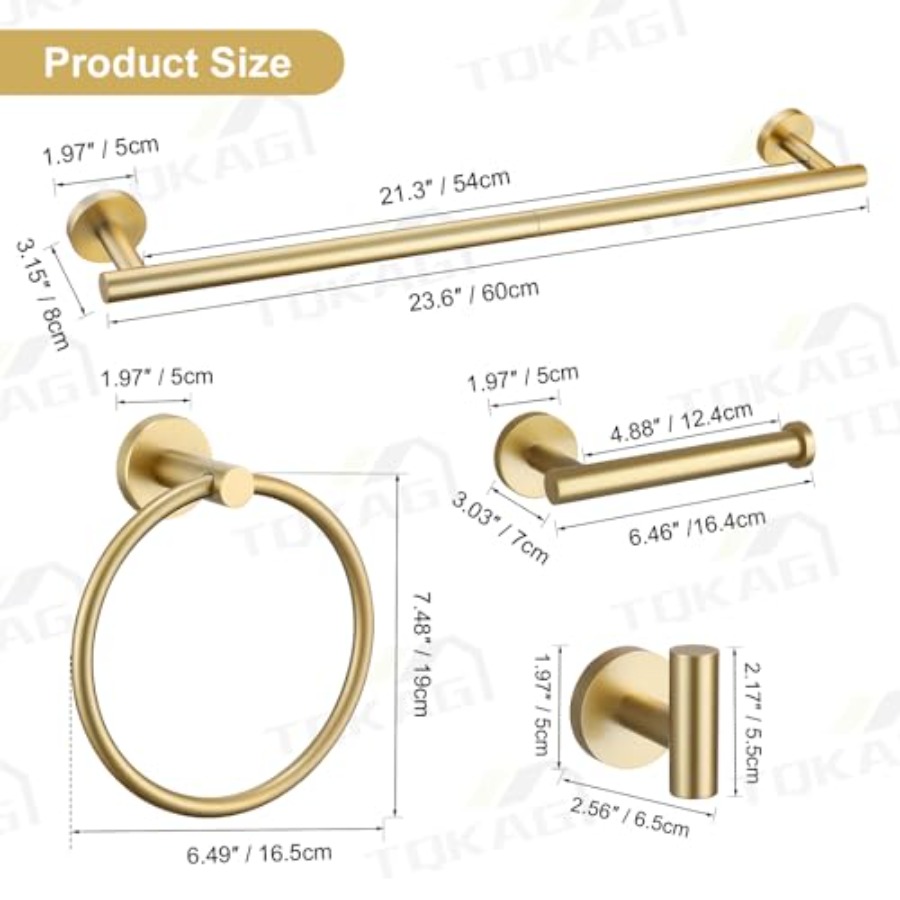 5 Pcs Bathroom Accessories Set - Towel Bar Stainless recensie en prijs