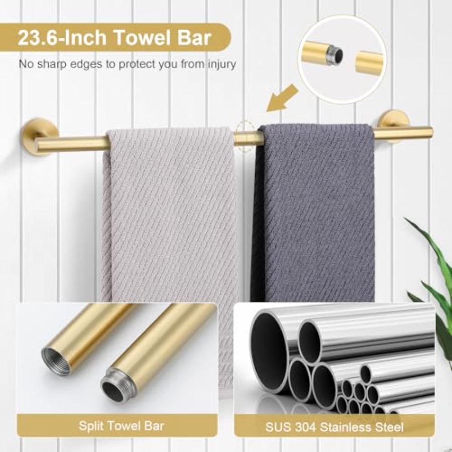 5 Pcs Bathroom Accessories Set - Towel Bar Stainless recensie en prijs
