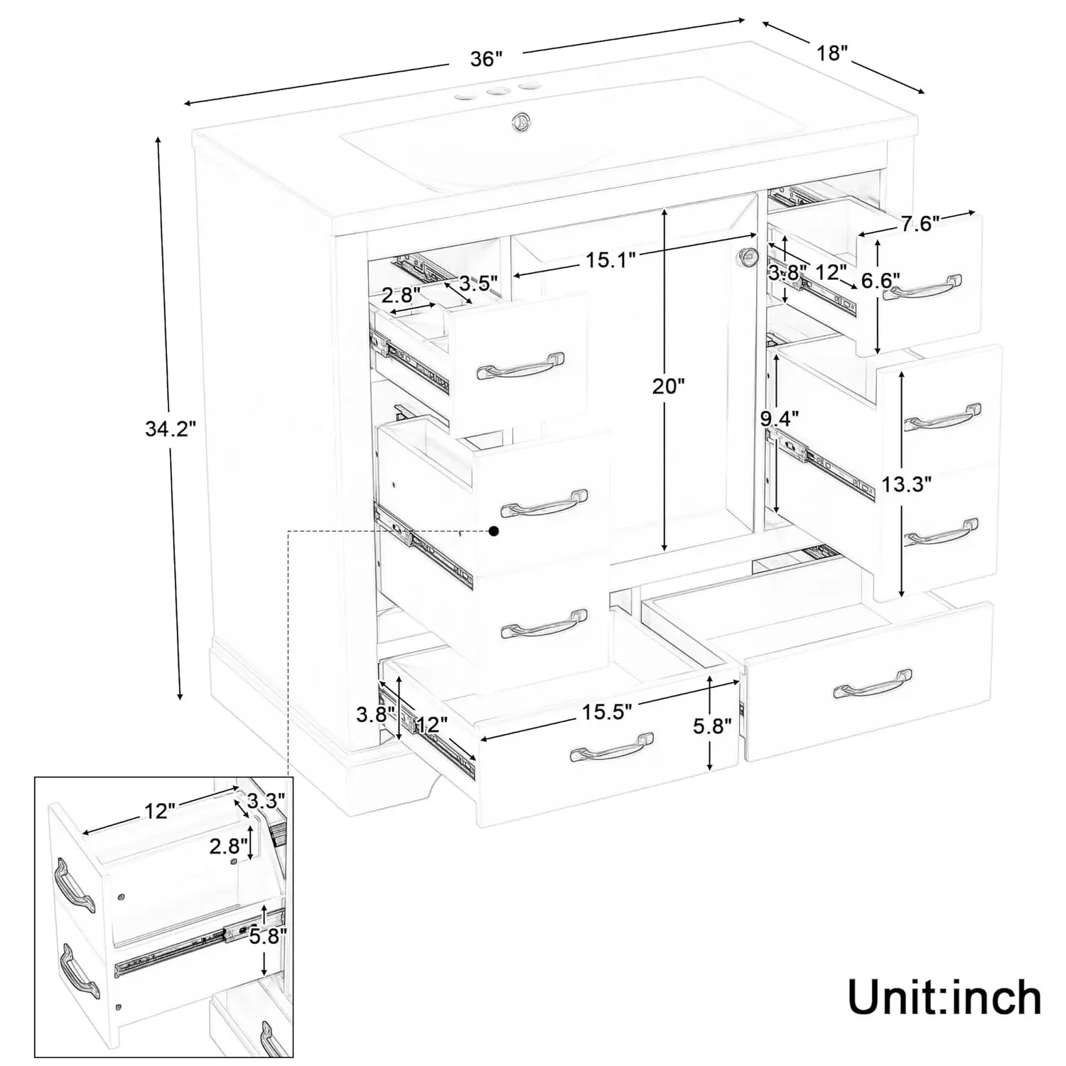 36in Bathroom Vanity Cabinet w - Home Bathroom Cabinets recensie en prijs