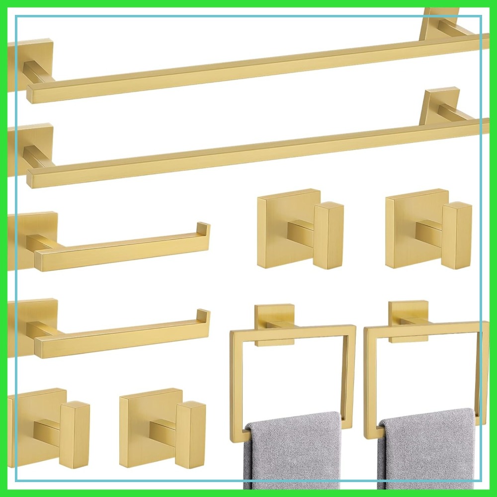 10-Piece Brushed Gold Bathroom - Towel Bar Stainless recensie en prijs