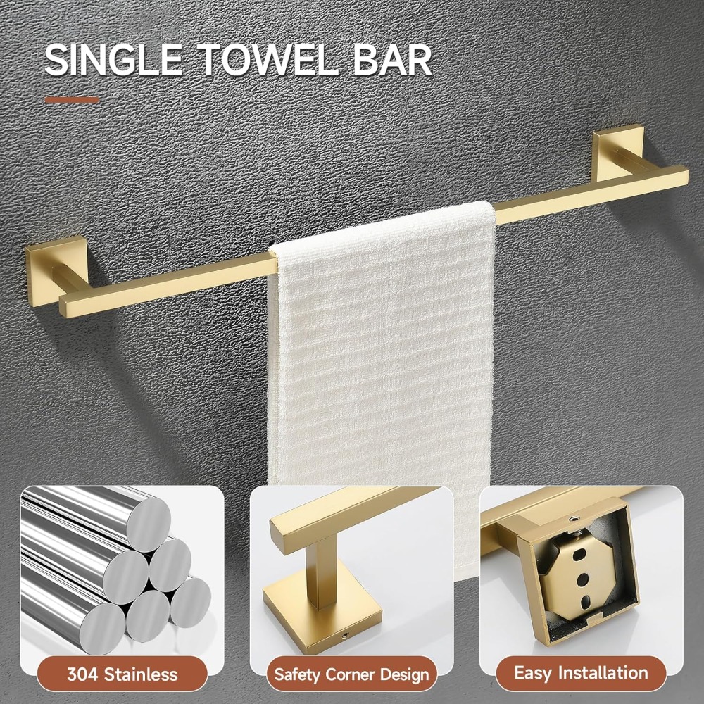 10-Piece Brushed Gold Bathroom - Towel Bar Stainless recensie en prijs