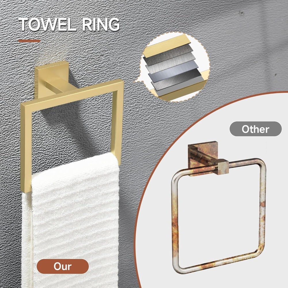 10-Piece Brushed Gold Bathroom - Towel Bar Stainless recensie en prijs