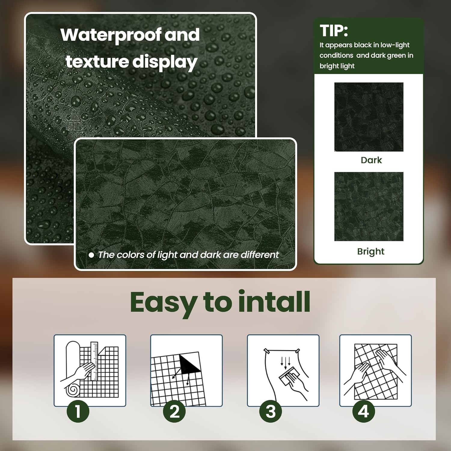 Dark Green Peel and Stick Wall - Home Bathroom Cabinets recensie en prijs