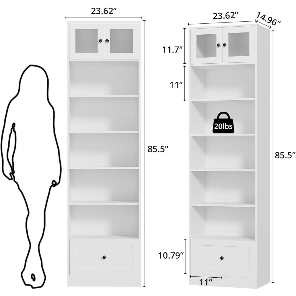 7-Tier Glass Door Bookcase, 85 - Home & Bathroom Building Products Pte Ltd Photos recensie en prijs