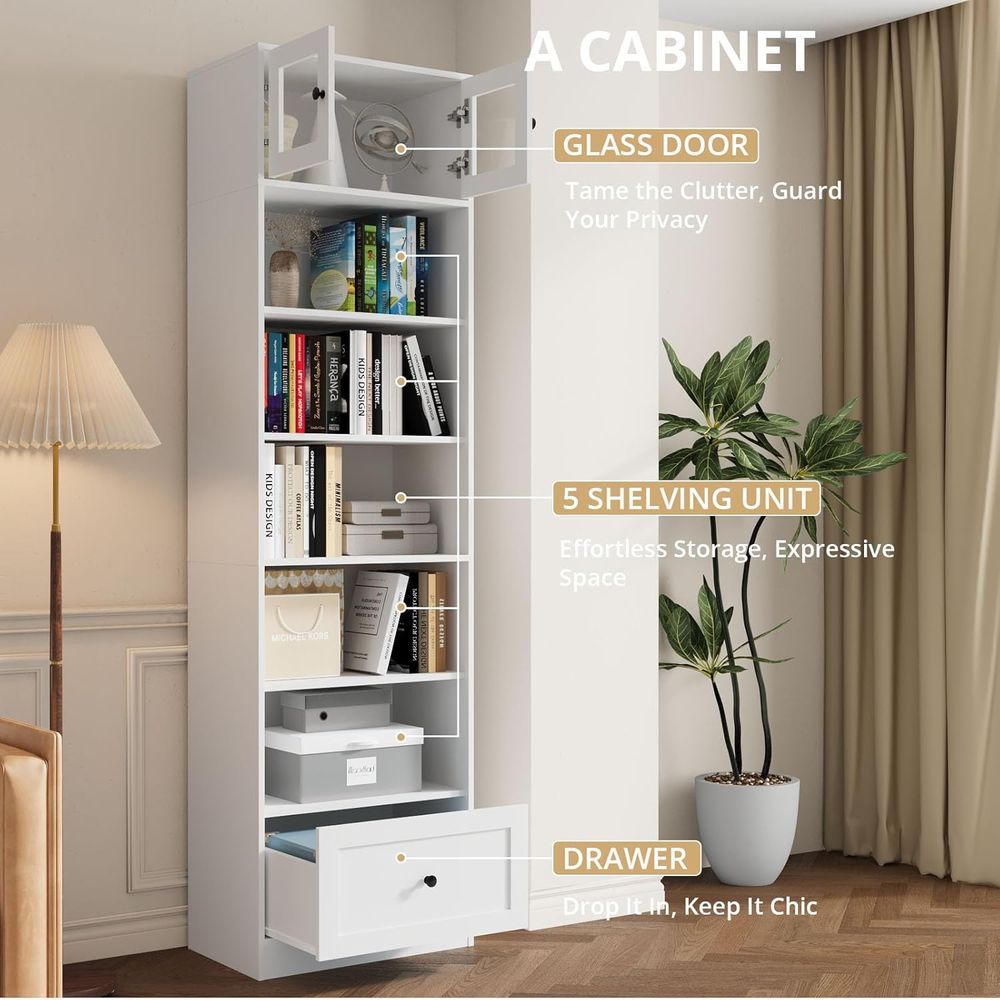7-Tier Glass Door Bookcase, 85 - Home & Bathroom Building Products Pte Ltd Photos recensie en prijs